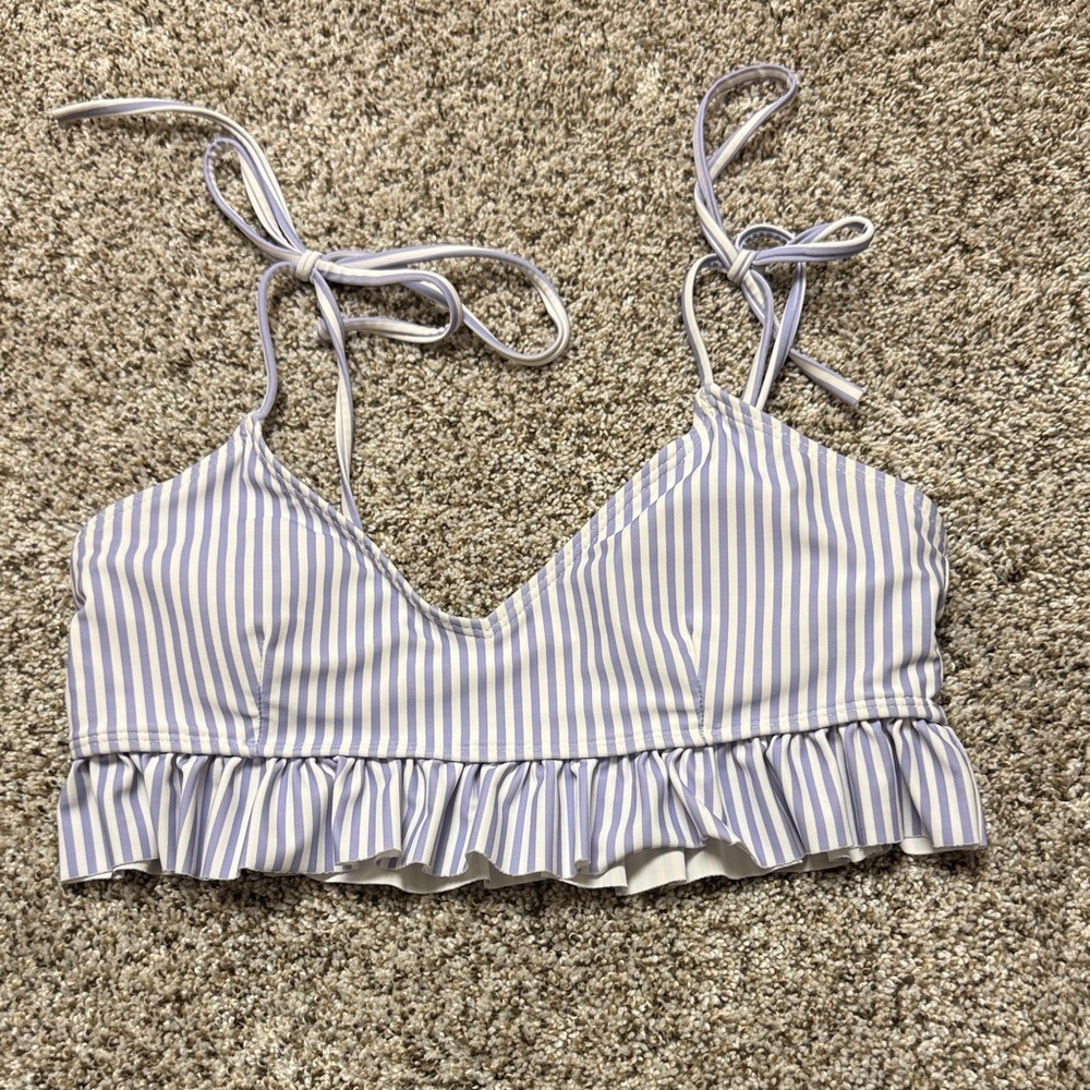 SHEIN Lavender and White Striped Top